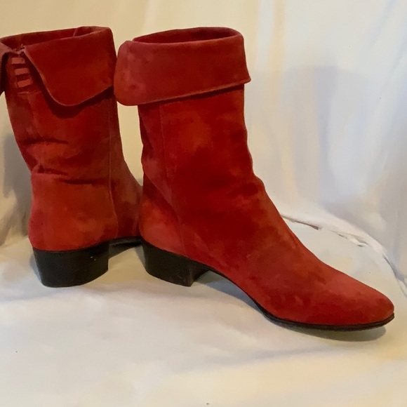 Red suede ankle boots - Picture 3 of 10